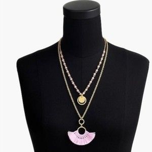 J. Crew Lilac Tassel Gold Tone Long Necklace # 253